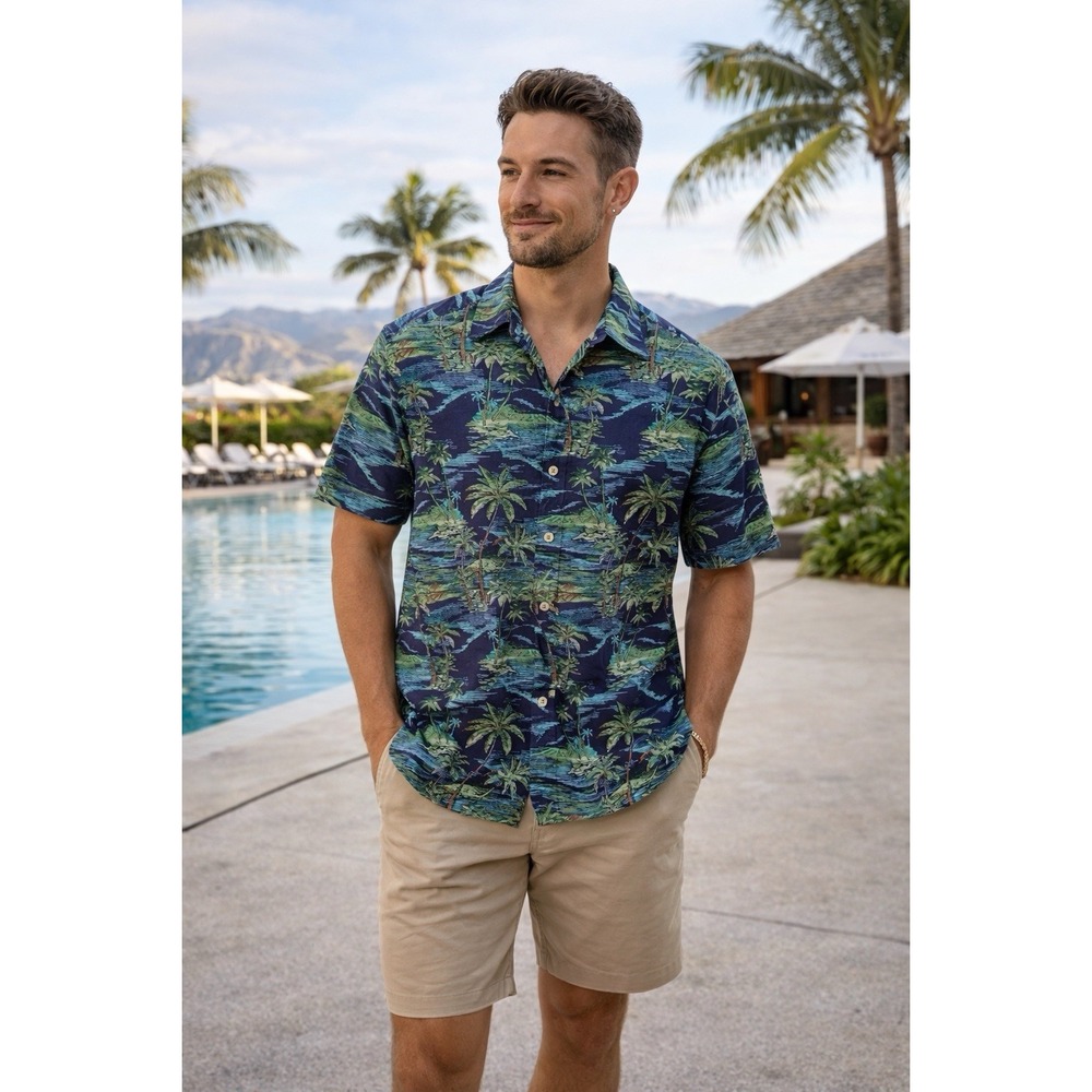 Tommy Bahama Veracruz Cay Scenic Isles Camp Island Blue Mens Size 2xl Button